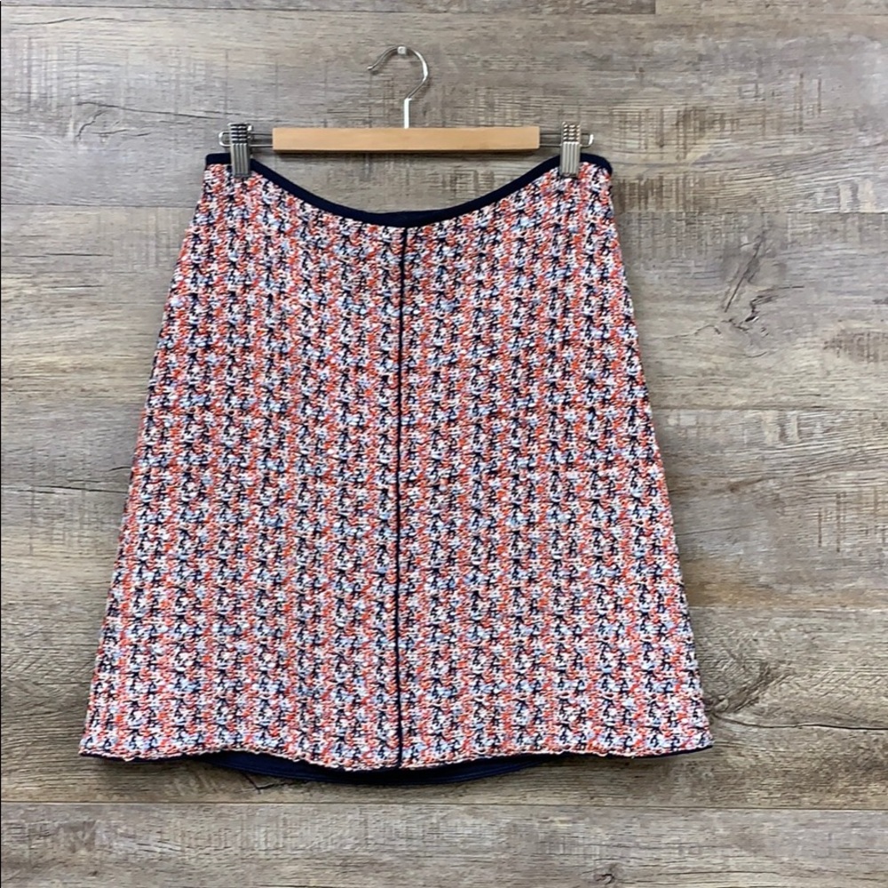 Red, white, and blue tweed skirt.